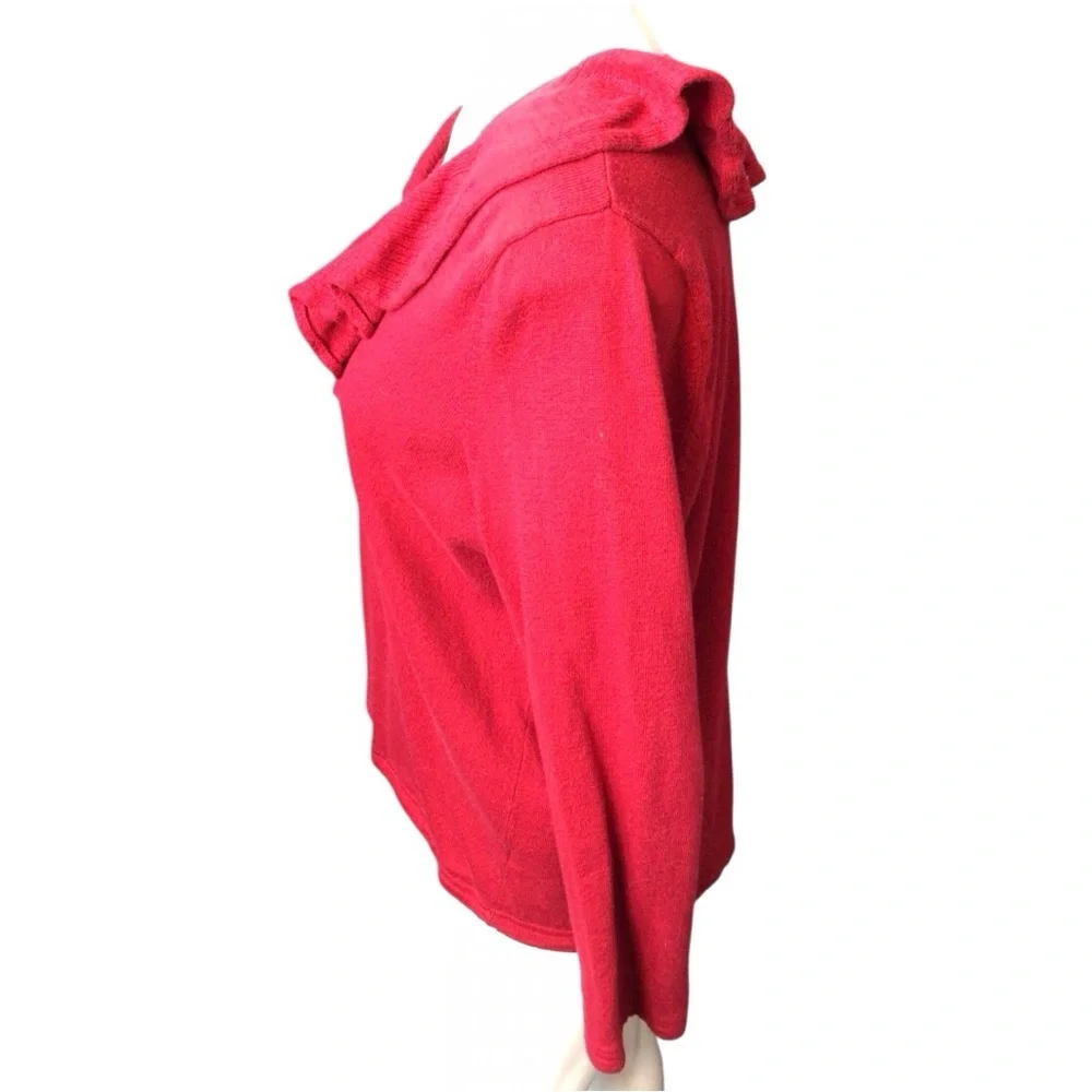 Ralph Lauren Red Ruffle V-Neck Blouse - Picture 4 of 5